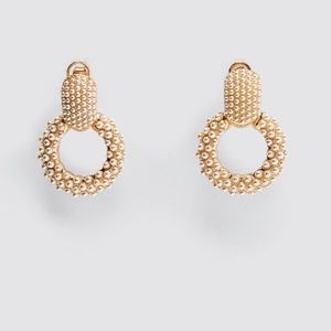 Zara faux mini pearl round earrings gold